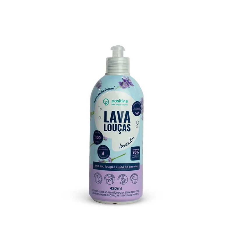 imagem ilustrativa do lava louças líquido com cheiro de lavanda da Positiv.a