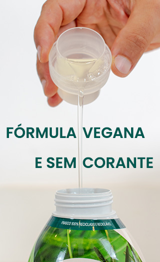 Amaciante: fórmula vegana e sem coranteAmaciante: fórmula vegana e sem corante